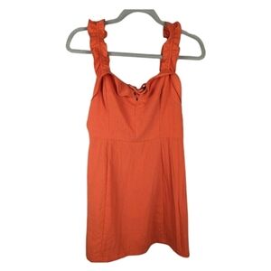 Lush medium orange sun dress comfy elastic back